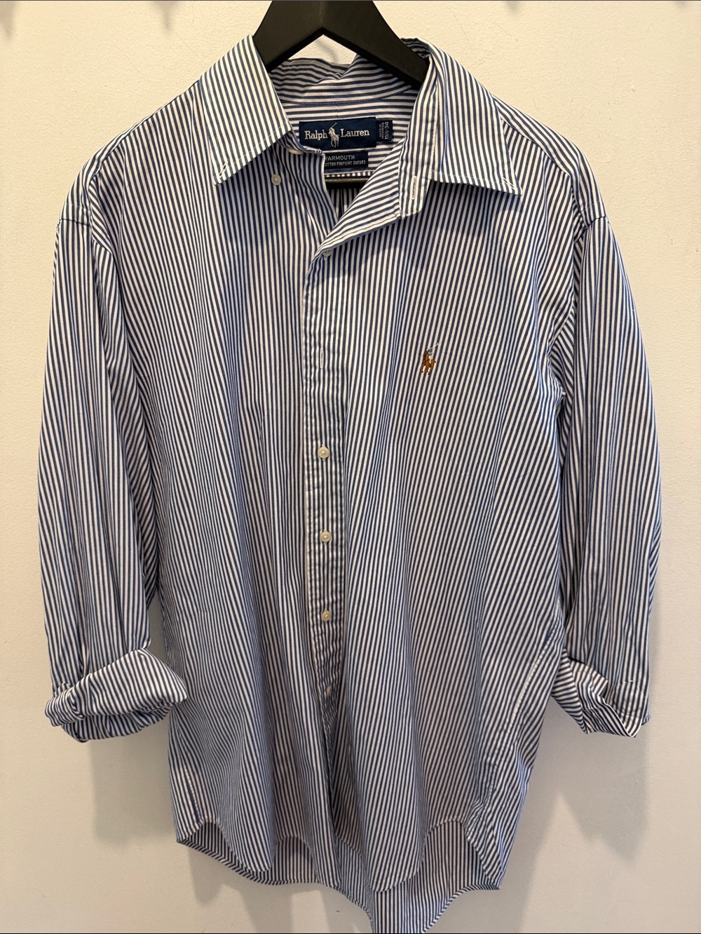 Ralph Lauren Men’s Navy and White Stripe Button-Down Shirt